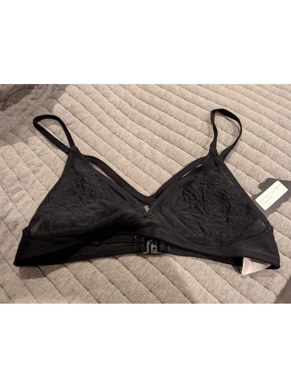 NWT Motel Top Rose Embroidery black Top Small
